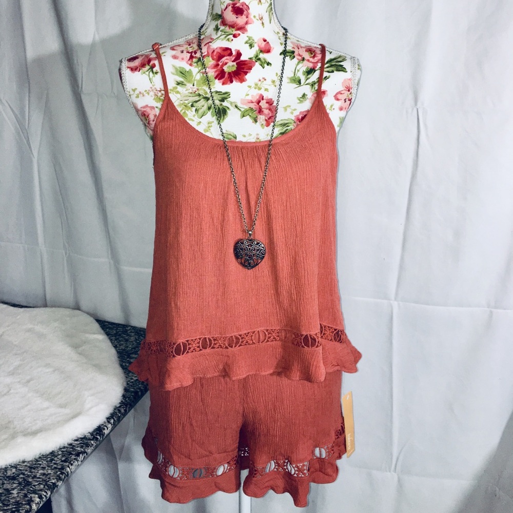 Takara Crepe Romper W/ Crochet Trim Sz S